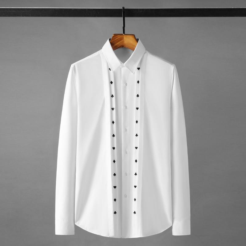Men's Casual Shirts Minglu Poker Embroidery Men's High Quality Long Sleeve Business Male Dress Solid Color Slim Fit Man ShirtsMen's, White
Men's Casual Shirts Minglu Poker Embroidery Men's High Quality Long Sleeve Business Male Dress Solid Color Slim Fit Man ShirtsMen's, White