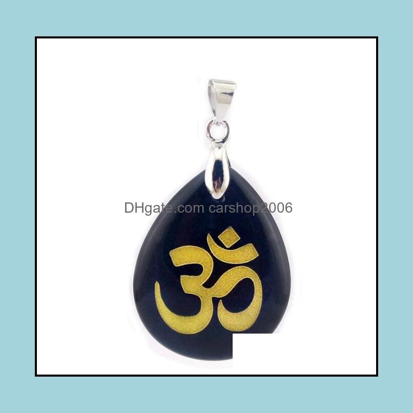 

Healthy Necklaces Pendants Jewelry Jln Sanskrit Om Engraving Pendant Black Obsidian Ncing Meditation Yoga Healing Amet Necklace With 18 In