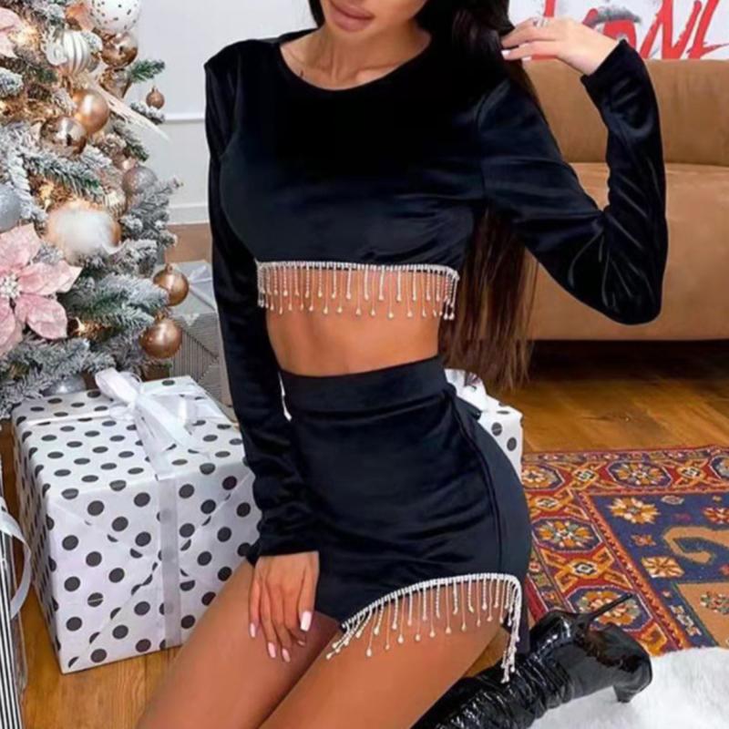 Work Dresses Women Sexy Streetwear Tassel Skirts 2 Piece Outfits Zipper Off The Shoulder Crop Top Mini Two Set Dress, Black
Work Dresses Women Sexy Streetwear Tassel Skirts 2 Piece Outfits Zipper Off The Shoulder Crop Top Mini Two Set Dress, Black