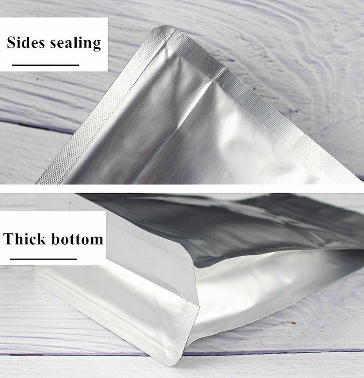 100pcs 3D Thick Stand up Aluminum Foil Packaging Bag Resealable Candy Snack Tea Nuts Food Cereals Coffee Powder Wedding Party Gifts Heat Sealing Stora