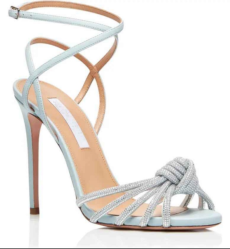 Elegant Evening Aquazzus Celeste Sandals Shoes Women High Heels Crystal Strappy Sandalias Comfort Walking Bridal Wedding EU35-42
