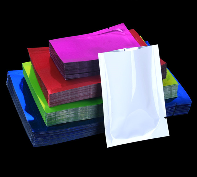 100pcs Glossy Matte Colored Open Top Aluminum Foil Packaging Bag Heat Sealing Herbal Powder Soap Shampoo Salt Seeds Chocolate Tea Snack Food Storage P