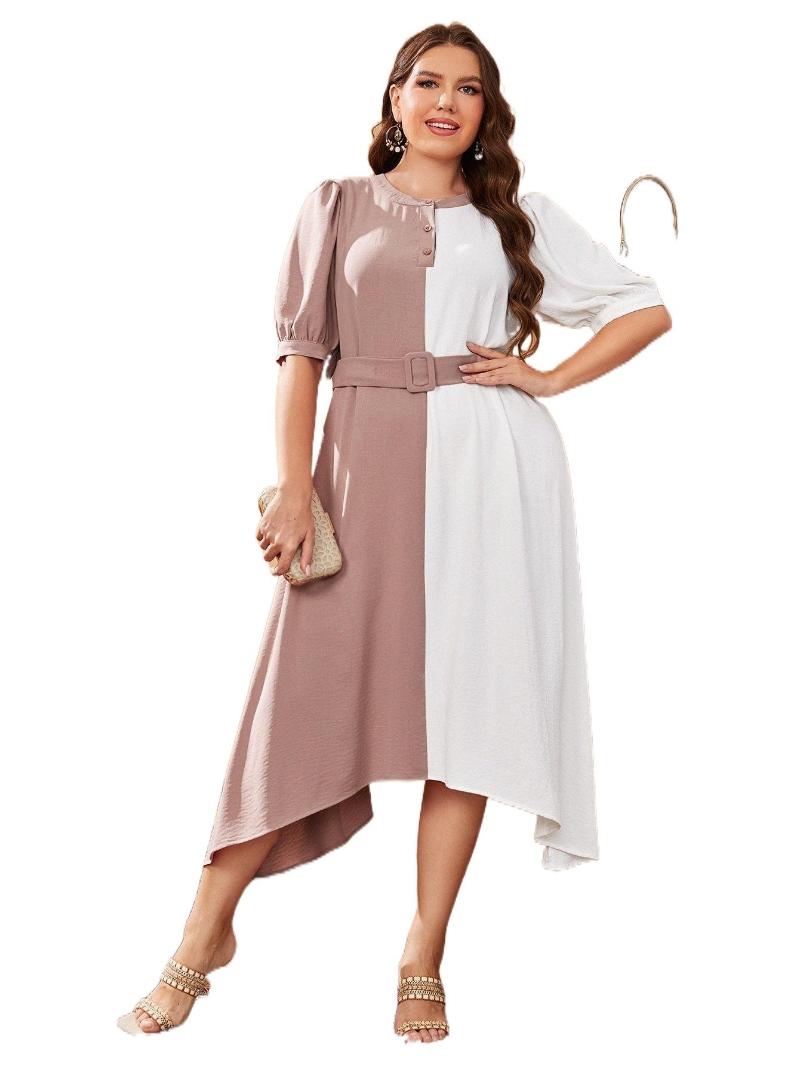 Plus Size Dresses Two Tone Puff Sleeve High Low Hem Belted Dress K7y9#Plus, Multicolor
Plus Size Dresses Two Tone Puff Sleeve High Low Hem Belted Dress K7y9#Plus, Multicolor
