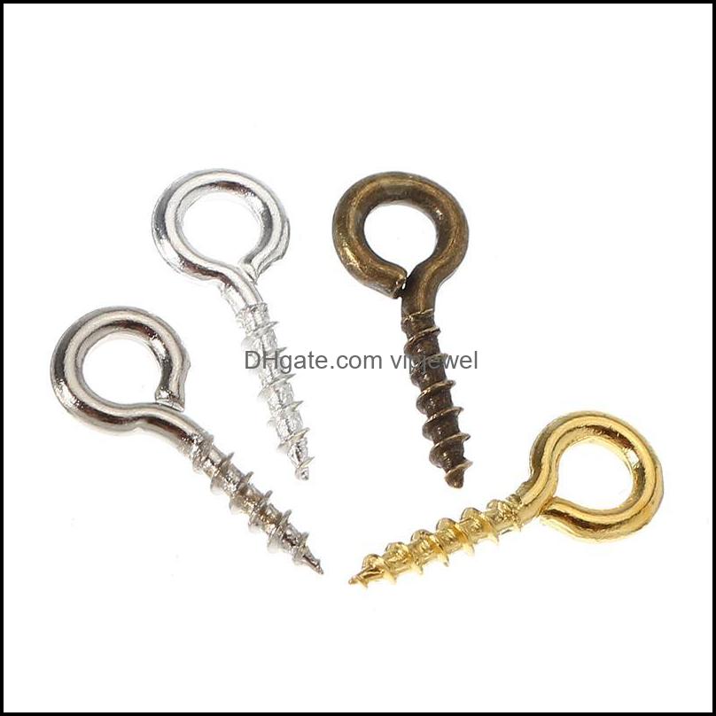 Clasps Hooks Jewelry Findings Components 800Pcs/Box 4X10Mm Small Sheep Screw Eyes Nail Pins Bail Ring Hook Finding Dhxyg