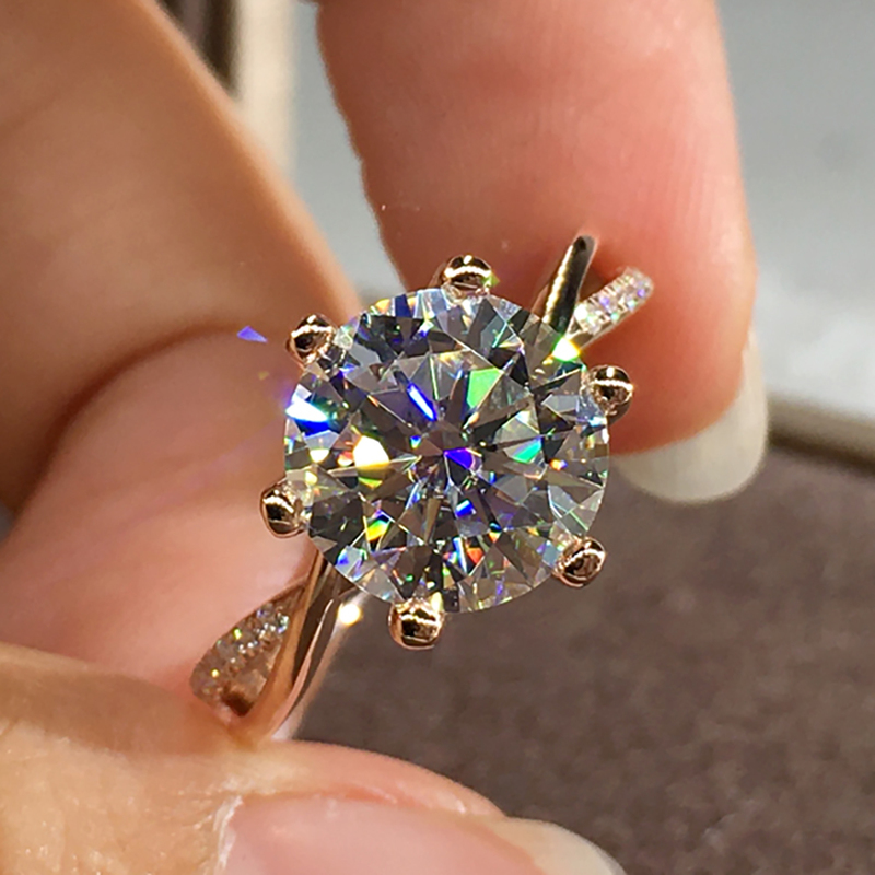 14K Gold Women Ring Diamonds 1 2 3 5 Carat Round intersect Wedding Party Engagement Anniversary Ring Cross Connection 220816