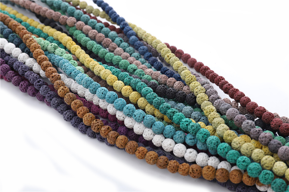 Loose 8MM Natural Rock Lava Stone Round Beads For Making Jewelry Necklace Bracelet Earrings Rings Craft Healing Raw Volcanic Gemstone Quartz Wholesale