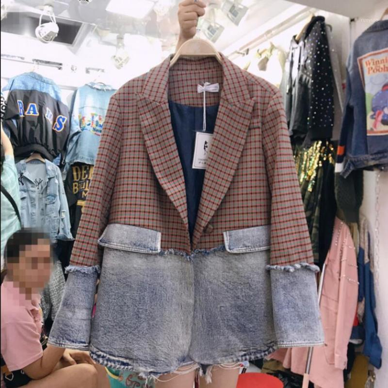 Autumn Korean Handsome Denim Stitched Plaid Suit Jacket Women' Loose Jeans Blazer Coat Female Casual Outwear Suits & Blazers, Sky blue
Autumn Korean Handsome Denim Stitched Plaid Suit Jacket Women' Loose Jeans Blazer Coat Female Casual Outwear Suits & Blazers, Sky blue