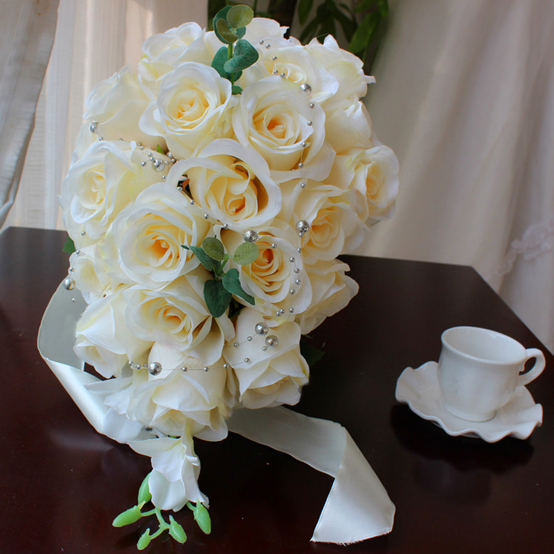 perfectlifeoh pearl flower for the bride Bridal Bridesmaids Waterfall Bouquet bouquet mariage