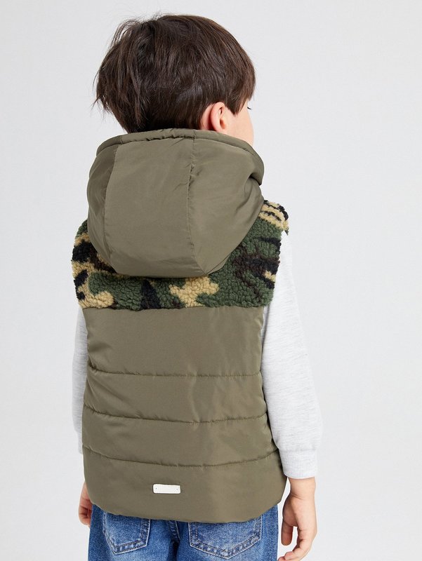 Toddler Boys Camo Pattern Hooded Teddy Puffer Winter Coat SHE