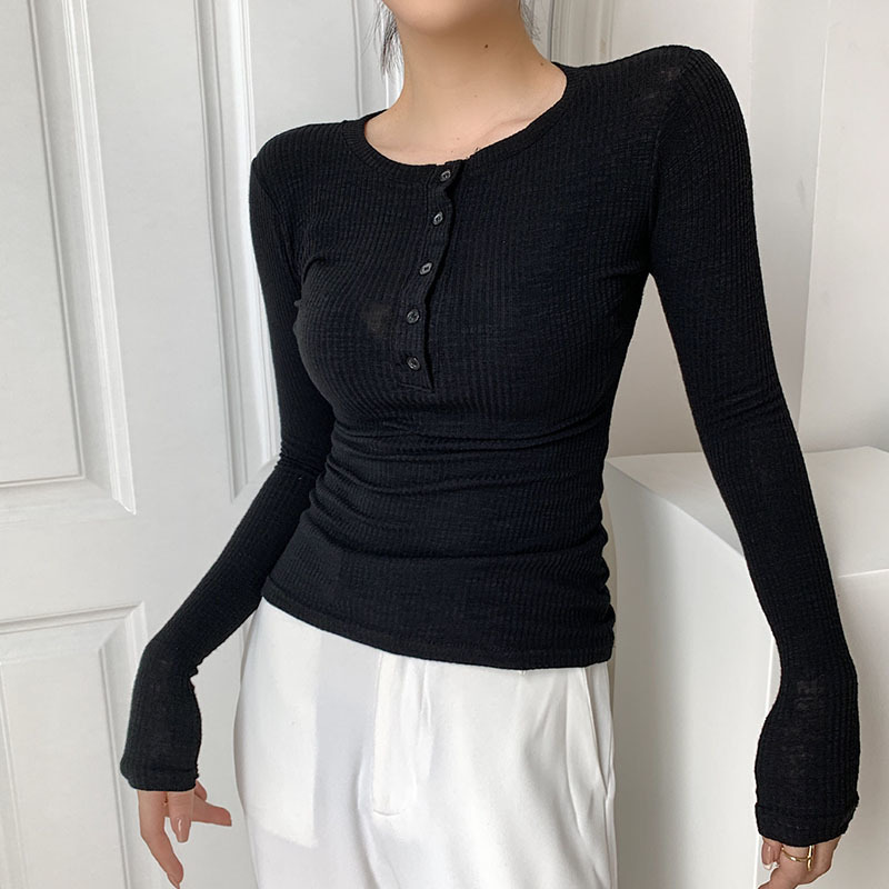 Spring Thin Cotton T shirts Tee s Elastic Slim Solid Soft Semi transparent O neck Tshirt Top Real P os 220714