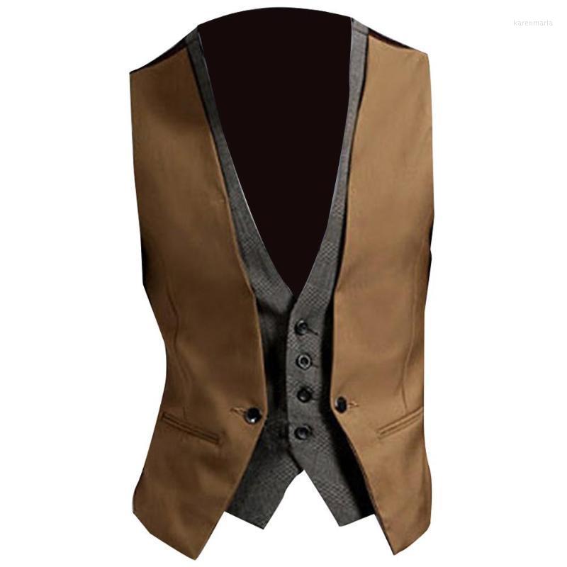 Men's Vests Office Men Fashion Fake Two-pieces V Neck Sleeveless Button Pocket Waistcoat Jacket Business Casual Male Vest For Party Wedding, Black
Men's Vests Office Men Fashion Fake Two-pieces V Neck Sleeveless Button Pocket Waistcoat Jacket Business Casual Male Vest For Party Wedding, Black