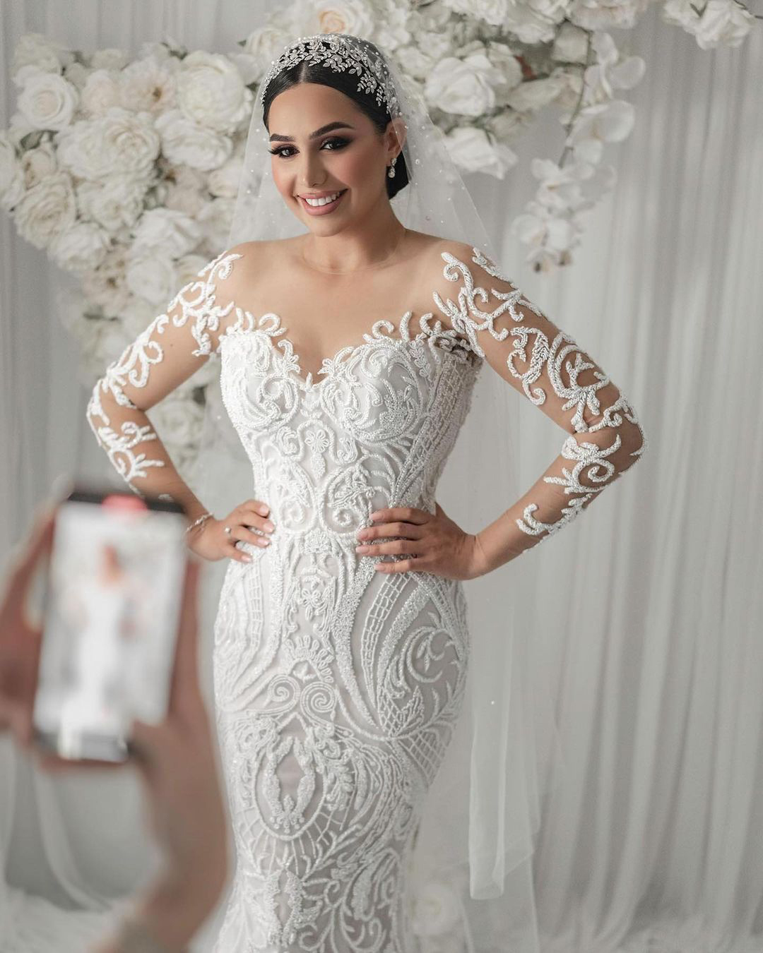 Luxury Lace Mermaid Wedding Dresses Sweetheart Full Sleeve Bridal Gowns Custom Made Applique Plus Size Formal Dress