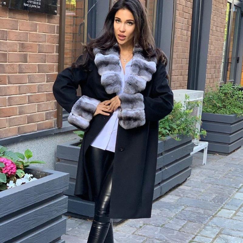 Women's Fur & Faux Black Wool Blends Coats With Rex Turn-down Collar Luxury Women High Quality Genuine Cashmere Overcoats, As picture
Women's Fur & Faux Black Wool Blends Coats With Rex Turn-down Collar Luxury Women High Quality Genuine Cashmere Overcoats, As picture