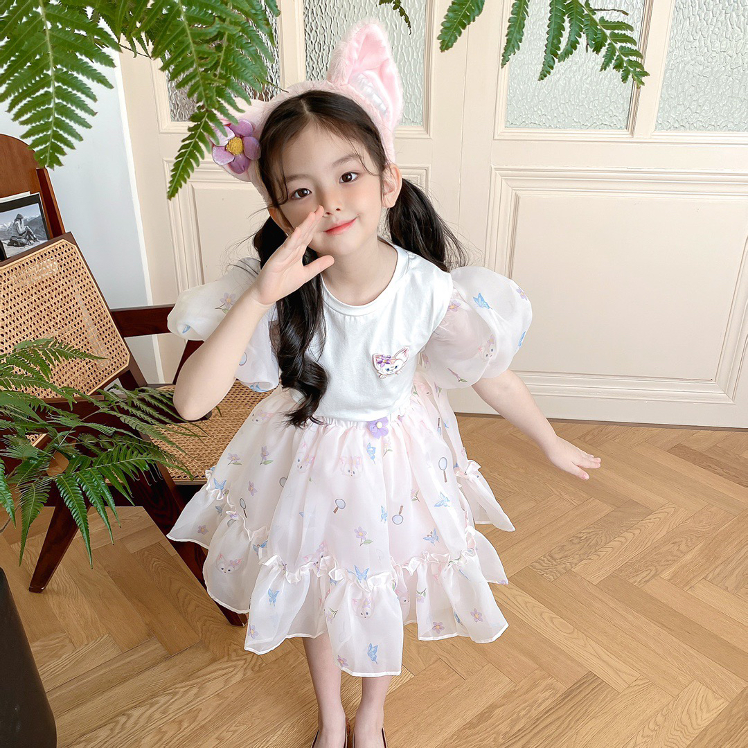 Childrens Party Clothes Girls Cotton T-Shirt Lace Skirt Set - Cute Pink Outfit for Kids y250607FNMD