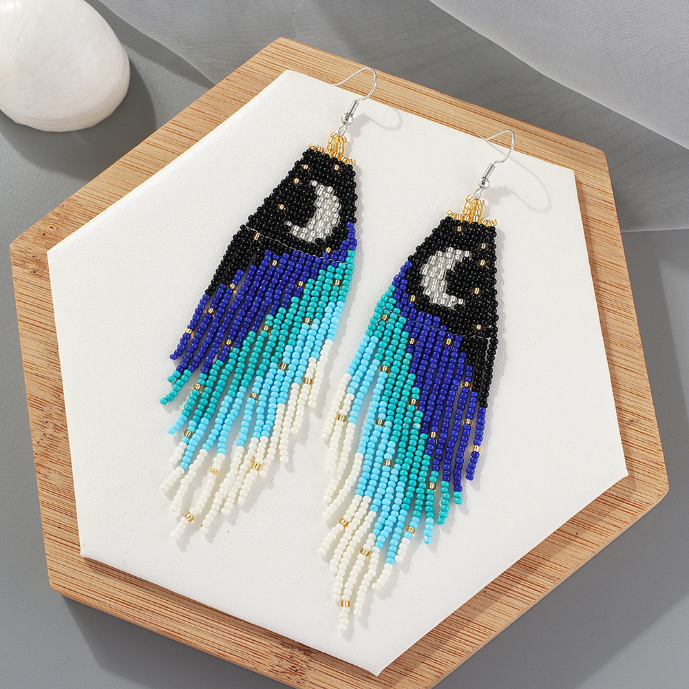 New Romantic Tassel Earrings Small Crowd Night Sky Moon Full Star Rice Bead Long Female
New Romantic Tassel Earrings Small Crowd Night Sky Moon Full Star Rice Bead Long Female
