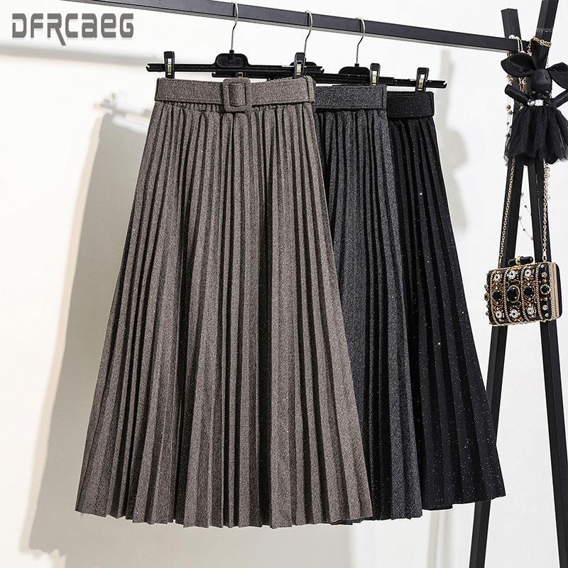 Autumn Elastic Waist Women Long Skirt With Belt 2022 Winter Black A-Line Female Solid Pleated Korea Style Femme Skirts, As picture
Autumn Elastic Waist Women Long Skirt With Belt 2022 Winter Black A-Line Female Solid Pleated Korea Style Femme Skirts, As picture