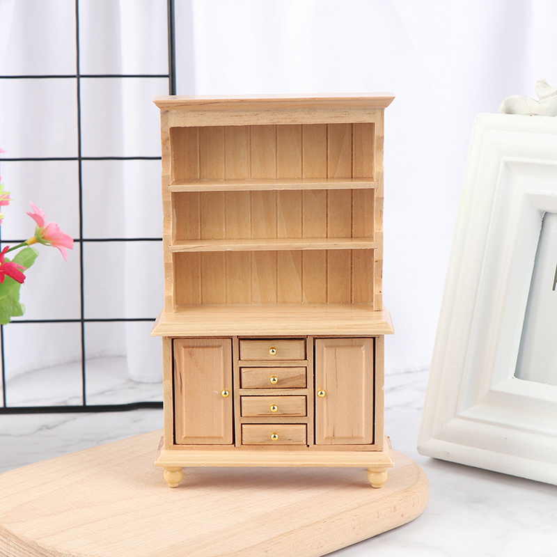 Miniature Wooden Chinese Classical Wardrobe Mini Cabinet Bedroom Furniture Kits Home Living For 1 12 Scale Dollhouse 220725