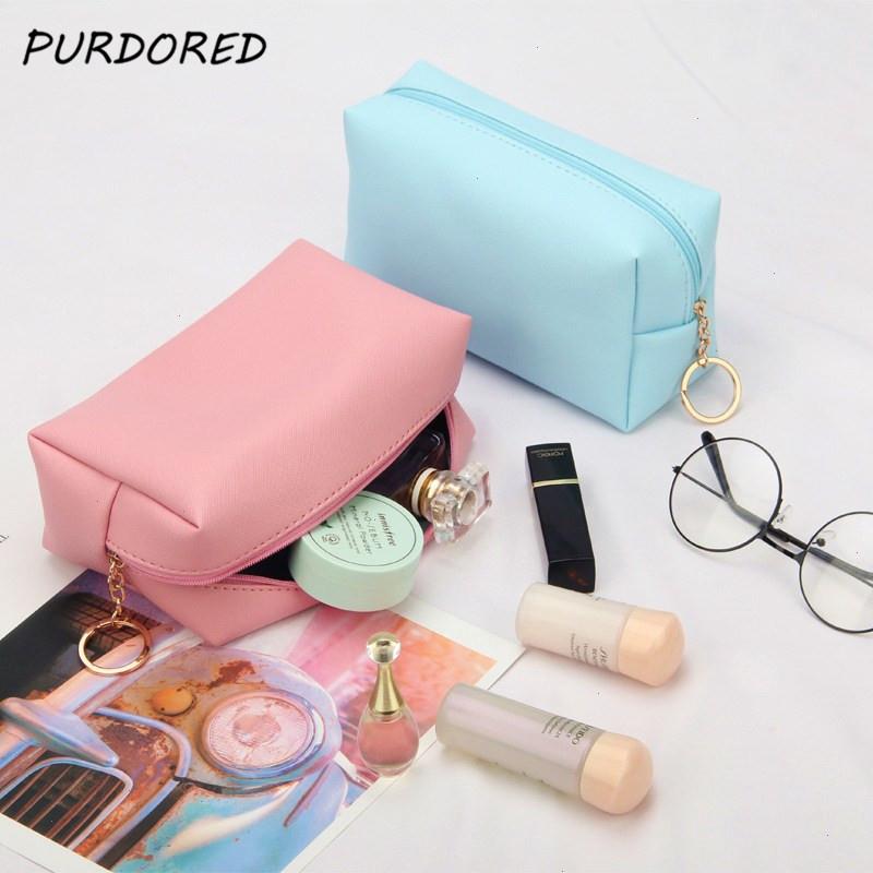1 Pc Solid Cosmetic Bag For Women Leather Travel Makeup Organizer Toiletries Female Storage Make Up Case, Black