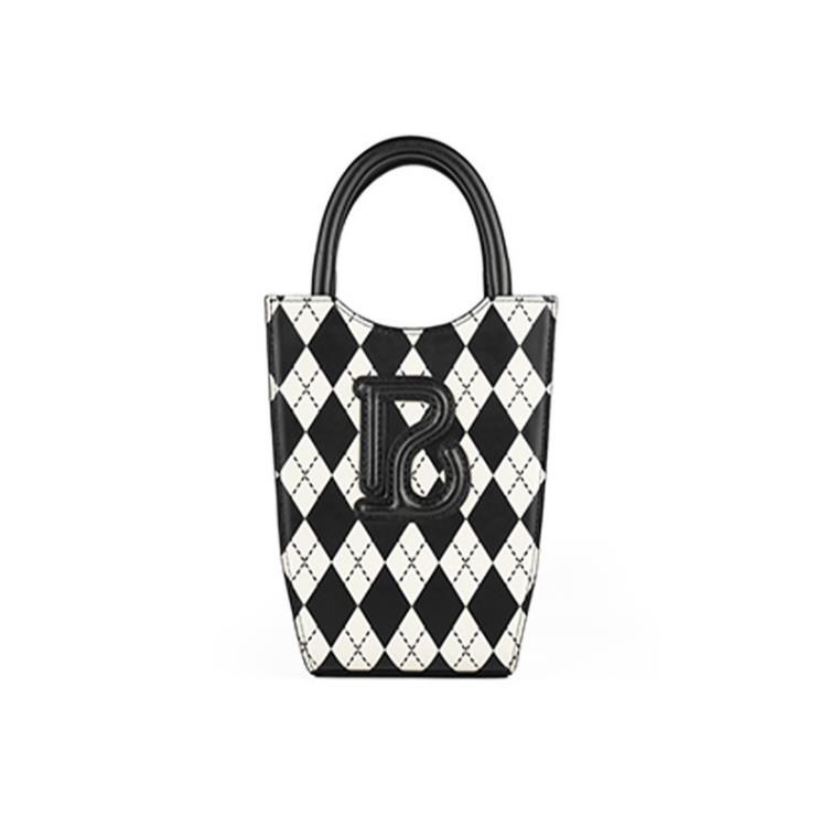 Vase Bag Trendy High-End Checkerboard Hand-Held Messenger Totes Bags, Black