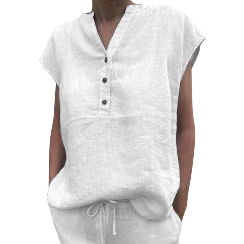 Women' Blouses & Shirts Women Summer Tops Sleeves Shirt Cotton Blend Top Short Blouse Casual Solid Neck Button V Roupas FemininasWomen, Blue
Women' Blouses & Shirts Women Summer Tops Sleeves Shirt Cotton Blend Top Short Blouse Casual Solid Neck Button V Roupas FemininasWomen, Blue