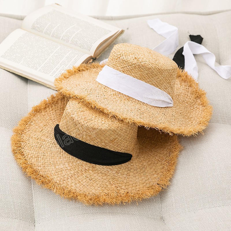Fashion Long Ribbon Women Raffia Straw Hat Summer Wide Brim Beach Sun Hats Temperament Flat Dress Cap bonnet
Fashion Long Ribbon Women Raffia Straw Hat Summer Wide Brim Beach Sun Hats Temperament Flat Dress Cap bonnet