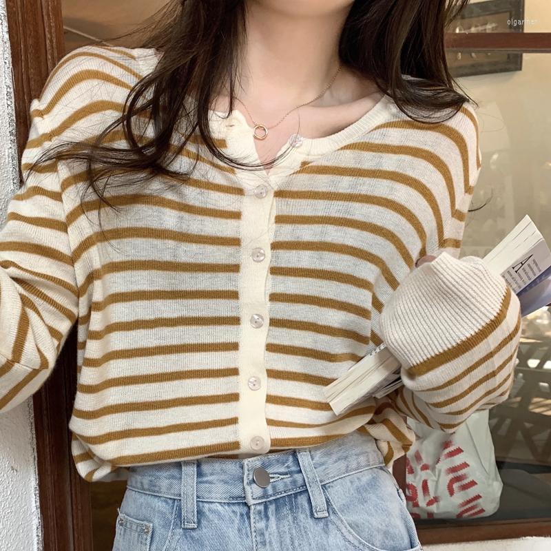 Women's Knits & Tees Korean Knitwear Loose Autumn Striped Knitted Cardigans Sweater Casual Single-breasted Sweet Cardigan O Neck Long Sleeve, Green
Women's Knits & Tees Korean Knitwear Loose Autumn Striped Knitted Cardigans Sweater Casual Single-breasted Sweet Cardigan O Neck Long Sleeve, Green