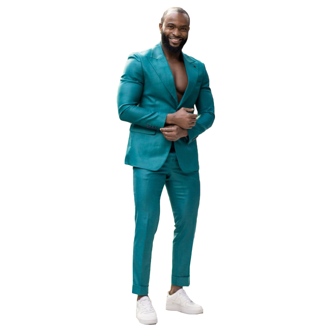 Green Wedding Tuxedos Two Button Groom Dinner Formal Evening Suits Birthday Party Wear Blazer 2 Pieces