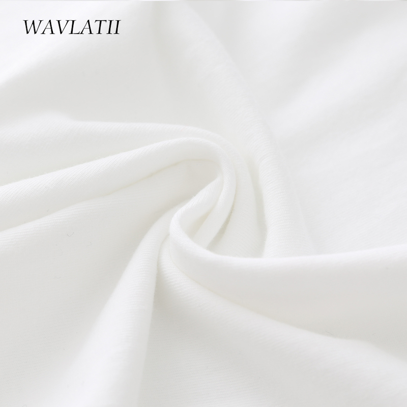WAVLATII Women Cotton T shirts Female Soft White Black Tees Lady Plus Size Basic Tops for Summer WT2102 220511