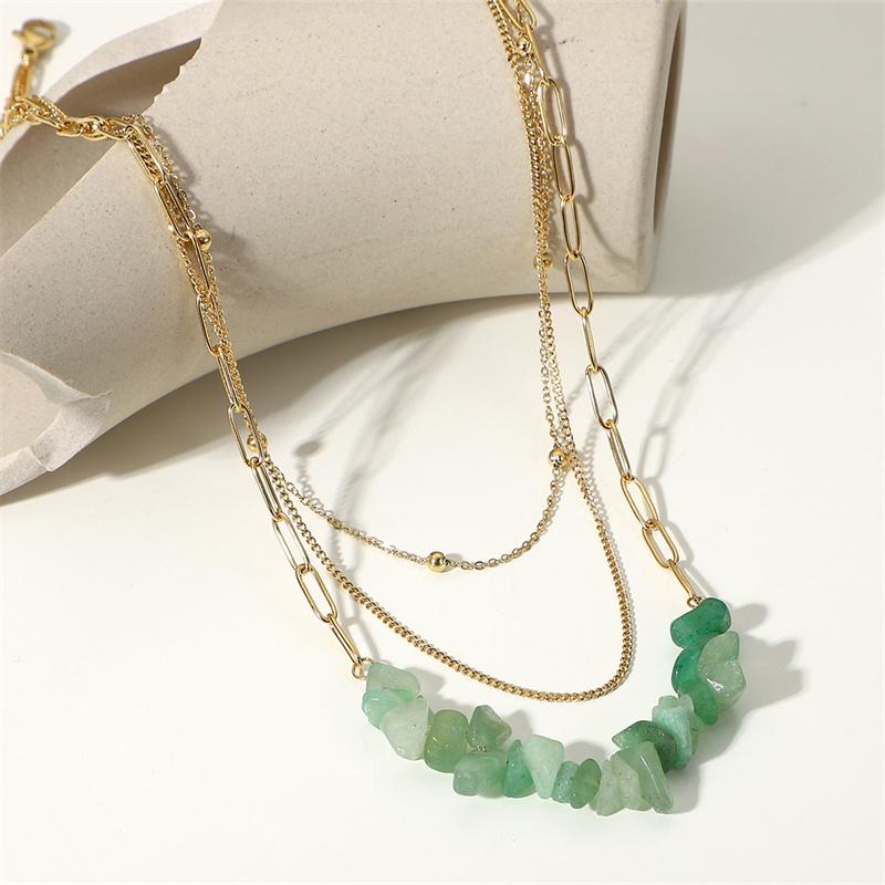 Chains GAIRU Ethnic Style 14K Gold Stainless Steel Three Layers Necklace Natural Green Gravel Pendant Women Jewelry Bridesmaid GiftsChains
Chains GAIRU Ethnic Style 14K Gold Stainless Steel Three Layers Necklace Natural Green Gravel Pendant Women Jewelry Bridesmaid GiftsChains