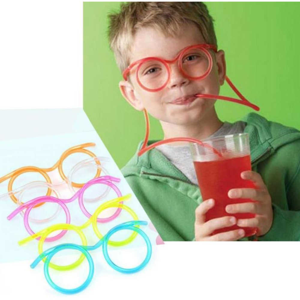 500pcs Novelty Amazing Silly Multi-colors Glasses Straw Funny Drinking Frames Eyeglasses Straws DIY Children Kids Drinkware