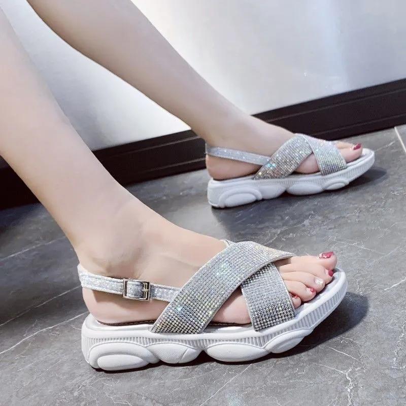 Sandals Elegant Women 2022 Summer Platform Height Increasing Shoes Mid-heel Non-slip Casual Sport Rhinestones Female, Black
Sandals Elegant Women 2022 Summer Platform Height Increasing Shoes Mid-heel Non-slip Casual Sport Rhinestones Female, Black