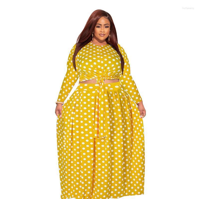 

Plus Size Dresses Polka Dot Women' Fashion Casual Printing Suit Long Sleeve Top Loose Dress Set Autumn Charming Clothing ArrivalPlus Holl22, Red
