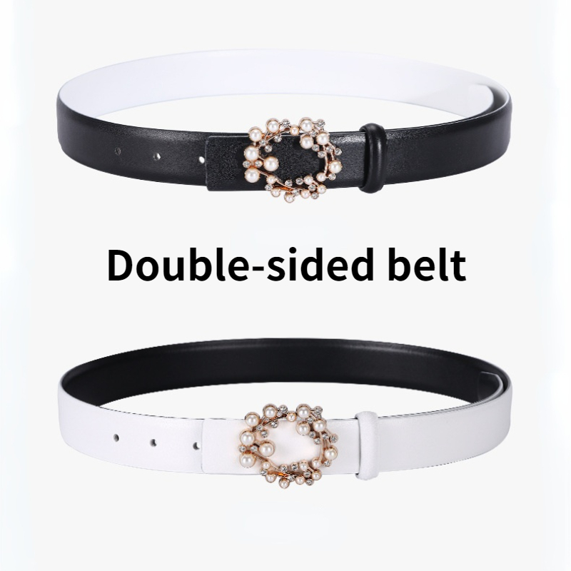 TopSelling women's leather wedding belts fashion Classic luxury pearl buckle decoration Double-sided party belt cowhide waistband for girl, Black
TopSelling women's leather wedding belts fashion Classic luxury pearl buckle decoration Double-sided party belt cowhide waistband for girl, Black