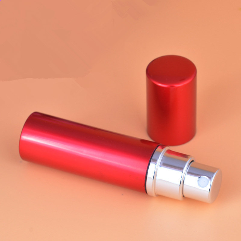 100pcs/Lot Pump Empty Perfume Bottle 5ml Aluminum Glass Anodized Compact Parfum Atomiser Fragrance Mini Spray Scent-bottle 220711