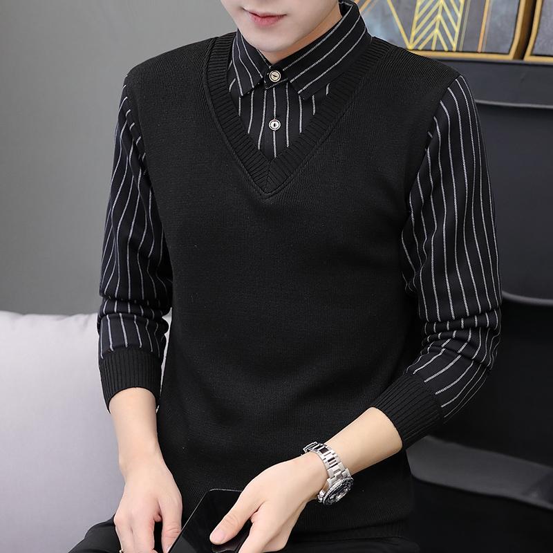 Men's Sweaters Men's Fashion Sweater Shirt Collar Fake Two Pieces Pullover Autumn And Winter Youth Trend TopsMen's, Black 9883
Men's Sweaters Men's Fashion Sweater Shirt Collar Fake Two Pieces Pullover Autumn And Winter Youth Trend TopsMen's, Black 9883