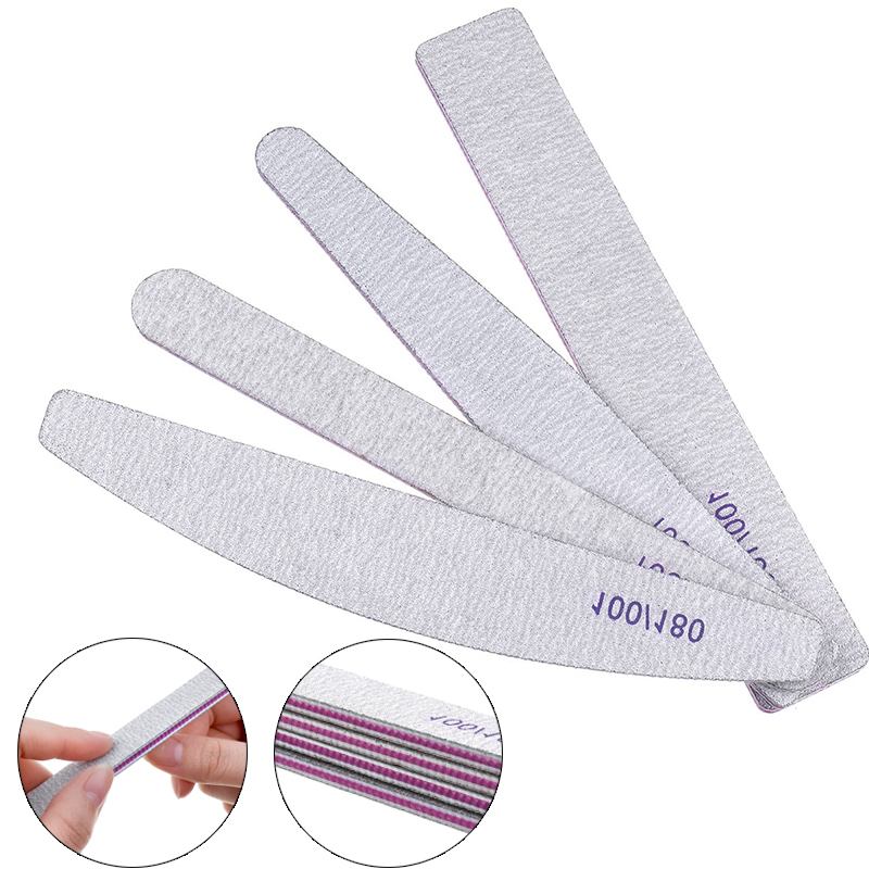 Professional Half Moon Nail File 100/180 Grit Lima De Unas Sanding Shaping Buffer Block Nail Polish Removal Nail File Manicure Tool