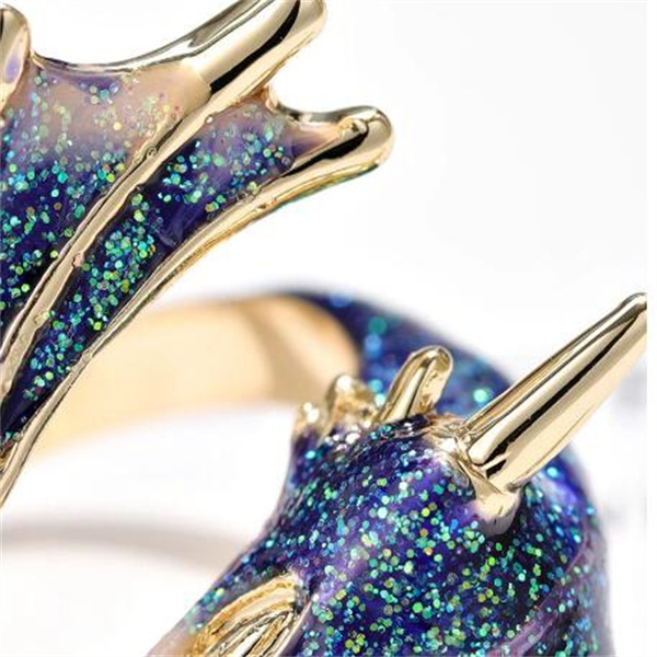 Band Rings Original Design Starry Sky Small Blue Dragon Opening Ring Colorful Fresh And Unique Craftsmanship Charm Women's Silver Jewelry GC1298