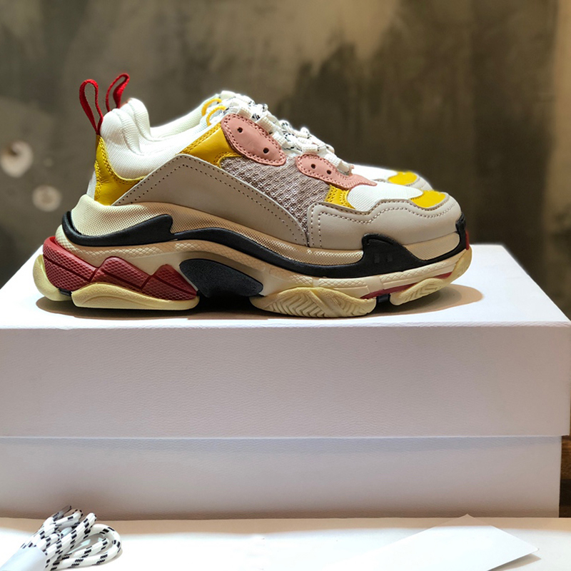 Men women Casual Shoes 2022 Top triple-s paris light blue pastels black grey white pink orange multi-color luxury designer mens Trainer chaussures With Dust bag