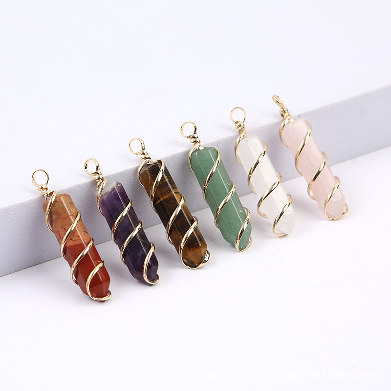 Gold Wire Wrap Natural Stone Charms Green Pillar Bullet Shape Chakra Pendants for Jewelry Making Wholesale Handmade Craft Bulk
Gold Wire Wrap Natural Stone Charms Green Pillar Bullet Shape Chakra Pendants for Jewelry Making Wholesale Handmade Craft Bulk