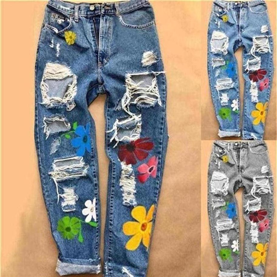 Women' Jeans Women Pants Fashion Female Flower Print Casual Hole Lady Full Length Trousers 2021313e, Blue
Women' Jeans Women Pants Fashion Female Flower Print Casual Hole Lady Full Length Trousers 2021313e, Blue