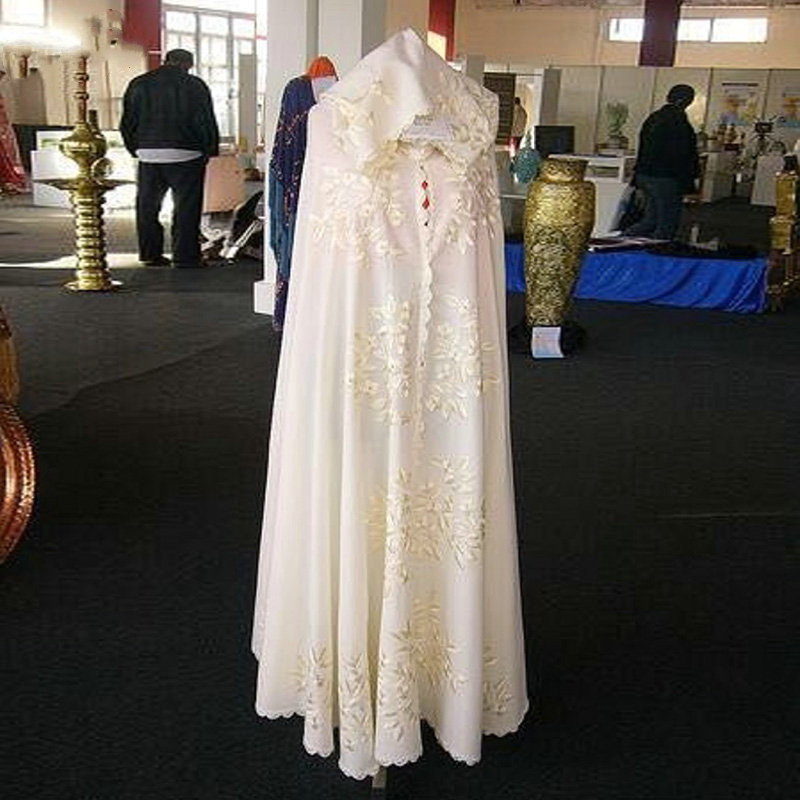 Vintage Arab Robe Wedding Cloak With Hat Appliques Lace Floor Length Dubai Islamic Kaftan Saudi Bridal Wedding jacket Cape