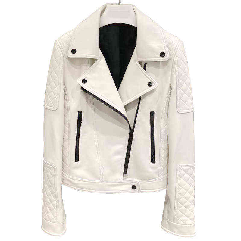 High Quality Lambskin Slim Women Coat Spring Autumn Genuine Sheepskin Motorcycle Clothing Real Leather White Jacket J220727
High Quality Lambskin Slim Women Coat Spring Autumn Genuine Sheepskin Motorcycle Clothing Real Leather White Jacket J220727