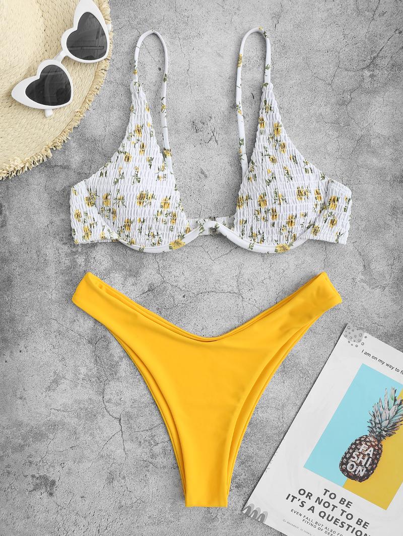 Women' Swimwear Smocked Tiny Floral Monowire High Cut Bikini Set Women Two Pieces Sexy Beach Bathingsuit Low Waisted SwimsuitWomen, Multicolor
Women' Swimwear Smocked Tiny Floral Monowire High Cut Bikini Set Women Two Pieces Sexy Beach Bathingsuit Low Waisted SwimsuitWomen, Multicolor