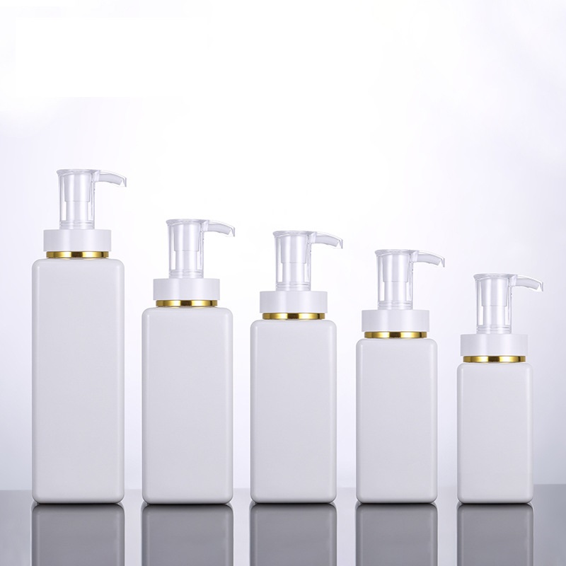 100ml 200ml 300ml White plastic bottle High-end square serum body lotion bottles shower gel pump sub-bottle