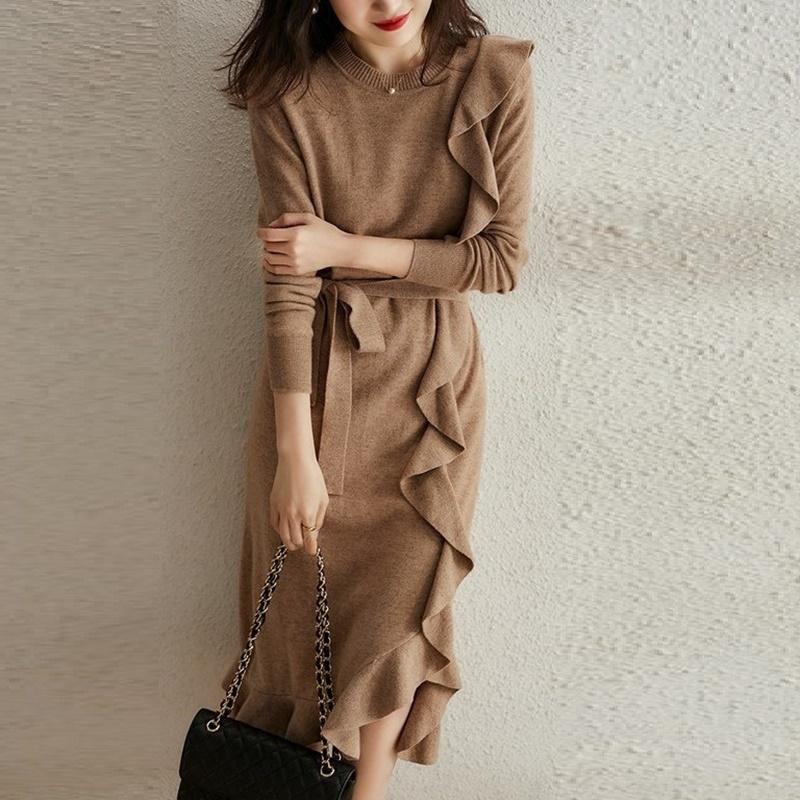 Casual Dresses Fashion Sweater Dress Women Ruffles Slim Waist Long Sleeve A Line Bodycon 2022 Winter Clothes Robe Mujer 5892
Casual Dresses Fashion Sweater Dress Women Ruffles Slim Waist Long Sleeve A Line Bodycon 2022 Winter Clothes Robe Mujer 5892