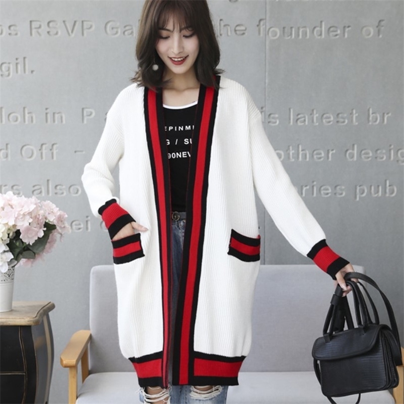 Autumn Panelled Striped Knitting Cardigan Women Medium-Long Loose Pockets Long Sleeve Sweater Female Casual Coat Outerwear 210204, Green
Autumn Panelled Striped Knitting Cardigan Women Medium-Long Loose Pockets Long Sleeve Sweater Female Casual Coat Outerwear 210204, Green