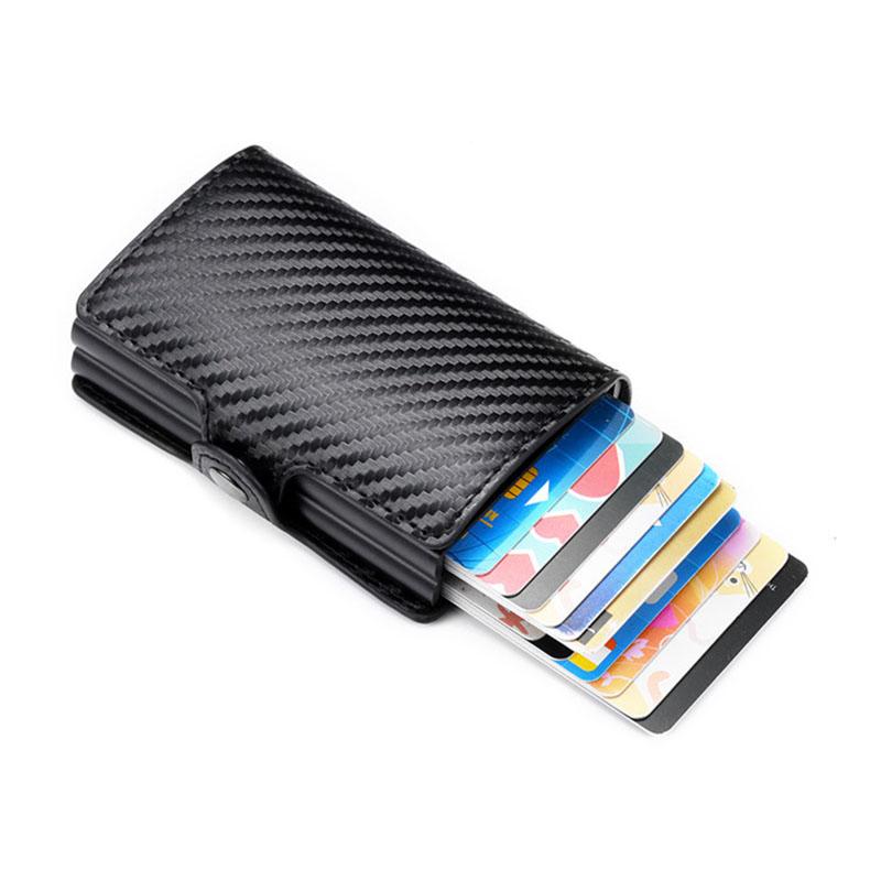 Card Holders Business ID Badge Holder RFID Carbon Fiber Leather Double Box Metal Wallet For Men And WomenCard, Black 
Card Holders Business ID Badge Holder RFID Carbon Fiber Leather Double Box Metal Wallet For Men And WomenCard, Black