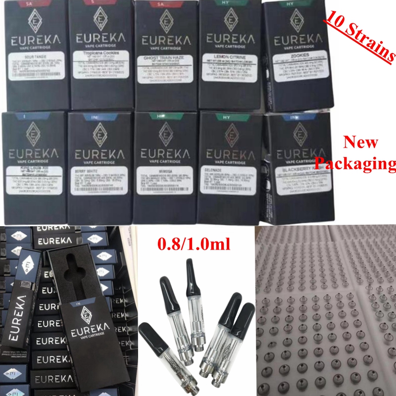 Eureka Vape Cartridge atomizers empty 510 thread 0.8 1.0ml Ceramic thick oil Glass atomizer TH205 Carts Vape Tank with 10 strains childproof packaging box
Eureka Vape Cartridge atomizers empty 510 thread 0.8 1.0ml Ceramic thick oil Glass atomizer TH205 Carts Vape Tank with 10 strains childproof packaging box
