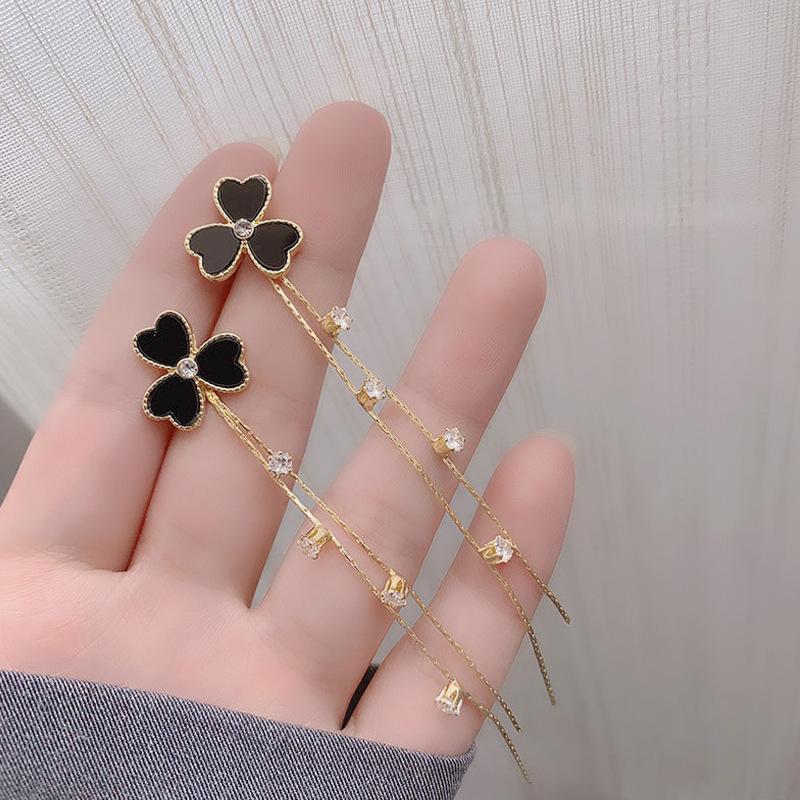 Dangle & Chandelier Long Chain Rhinestone Tassels Earrings For Women Girls Korean Fashion Black Enamel Flower Jewelry Accessories Summer Par
Dangle & Chandelier Long Chain Rhinestone Tassels Earrings For Women Girls Korean Fashion Black Enamel Flower Jewelry Accessories Summer Par