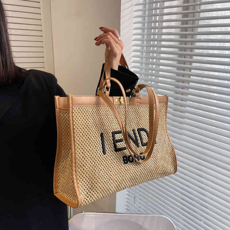 12A Designer Luxury Top Purses Super sense portable capacity woven large womens summer shoulder Bag straw texture